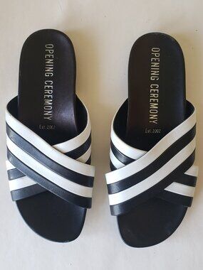 Opening Ceremony Black and White criss cross Pool Slides  Size